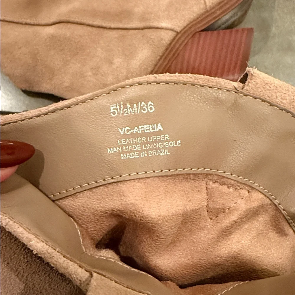 Vince Camuto -  VC-AFELIA - Beige Suede Heeled Boots - Picture 5 of 8